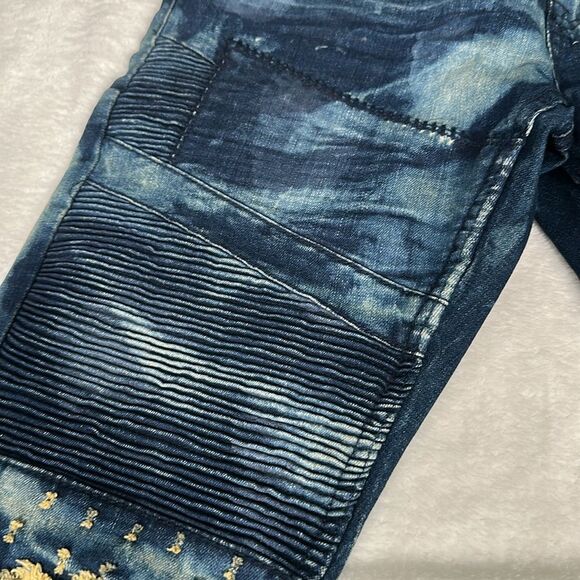 Smoke Rise Denim Distressed Blue Acid Washed Jeans! Size 34 - Picture 4 of 7